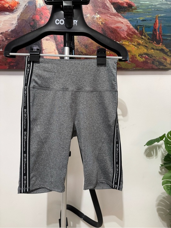 BCBGMaxAzria Pants - BCBGMaxAzria Heather Gray High-Rise Bike Shorts with Branded Side Tape